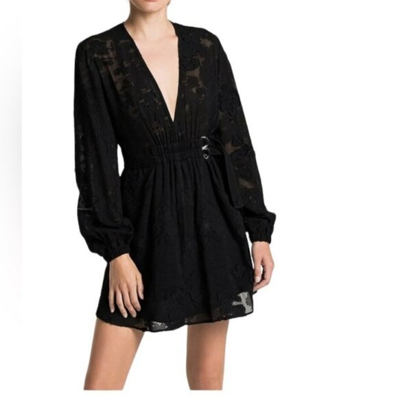 NEW A.L.C. Jezebel V Neck Double Belted Mini Dress - Picture 1 of 16